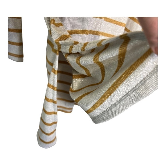 Anthropologie Vanessa Virginia Metallic Stripe Gold Funnel Neck Top XL NWT $78 - Picture 14 of 15